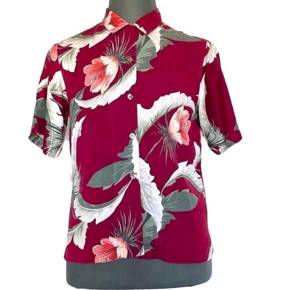 TOMMY BAHAMA Cotton Floral Print Short Sleeve Men’s Hawaiin Beach Shirt - Picture 2 of 7